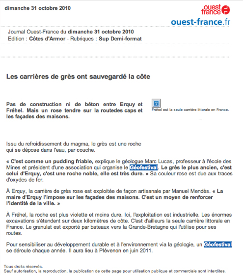 Ouest France, 31/10/10